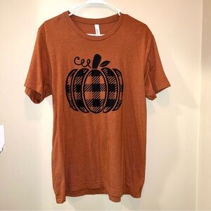 Bella Canvas Burnt Orange Gingham Pumpkin Tee